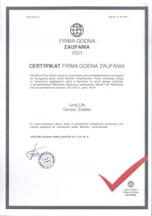 Certyfikat Firma Godna Zaufania LL PL